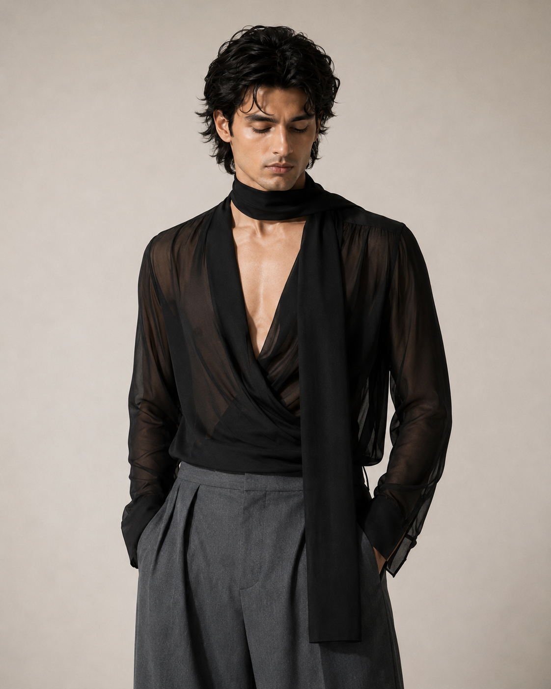 Draped Georgette Shirt — view 1